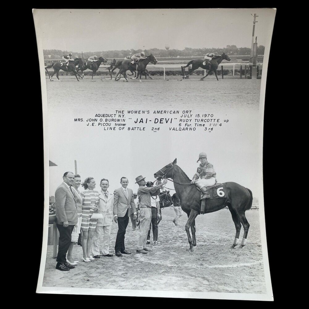 Vintage 1970 Aqueduct Horse Racing Photo Jai-Devi Women’s American Org Winner